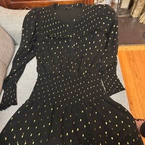 White House Black Market Black Dress with Gold Accents